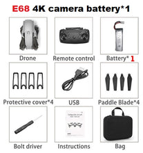 Load image into Gallery viewer, LANSENXI 2020 E68 Mini Drone 4K 1080P Wide Angle Camera Drone Wifi FPV Height Hold Mode RC Foldable Quadcopter Drone Toy Gift