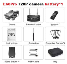 Load image into Gallery viewer, LANSENXI 2020 E68 Mini Drone 4K 1080P Wide Angle Camera Drone Wifi FPV Height Hold Mode RC Foldable Quadcopter Drone Toy Gift