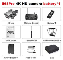 Load image into Gallery viewer, LANSENXI 2020 E68 Mini Drone 4K 1080P Wide Angle Camera Drone Wifi FPV Height Hold Mode RC Foldable Quadcopter Drone Toy Gift
