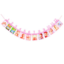 Load image into Gallery viewer, 1-12 Months Baby Photo Folder Kids Birthday Theme Party Decorations Toys Photo Banner Monthly Photo Wall Home Decoration Banner
