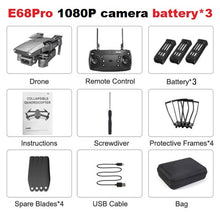 Load image into Gallery viewer, LANSENXI 2020 E68 Mini Drone 4K 1080P Wide Angle Camera Drone Wifi FPV Height Hold Mode RC Foldable Quadcopter Drone Toy Gift
